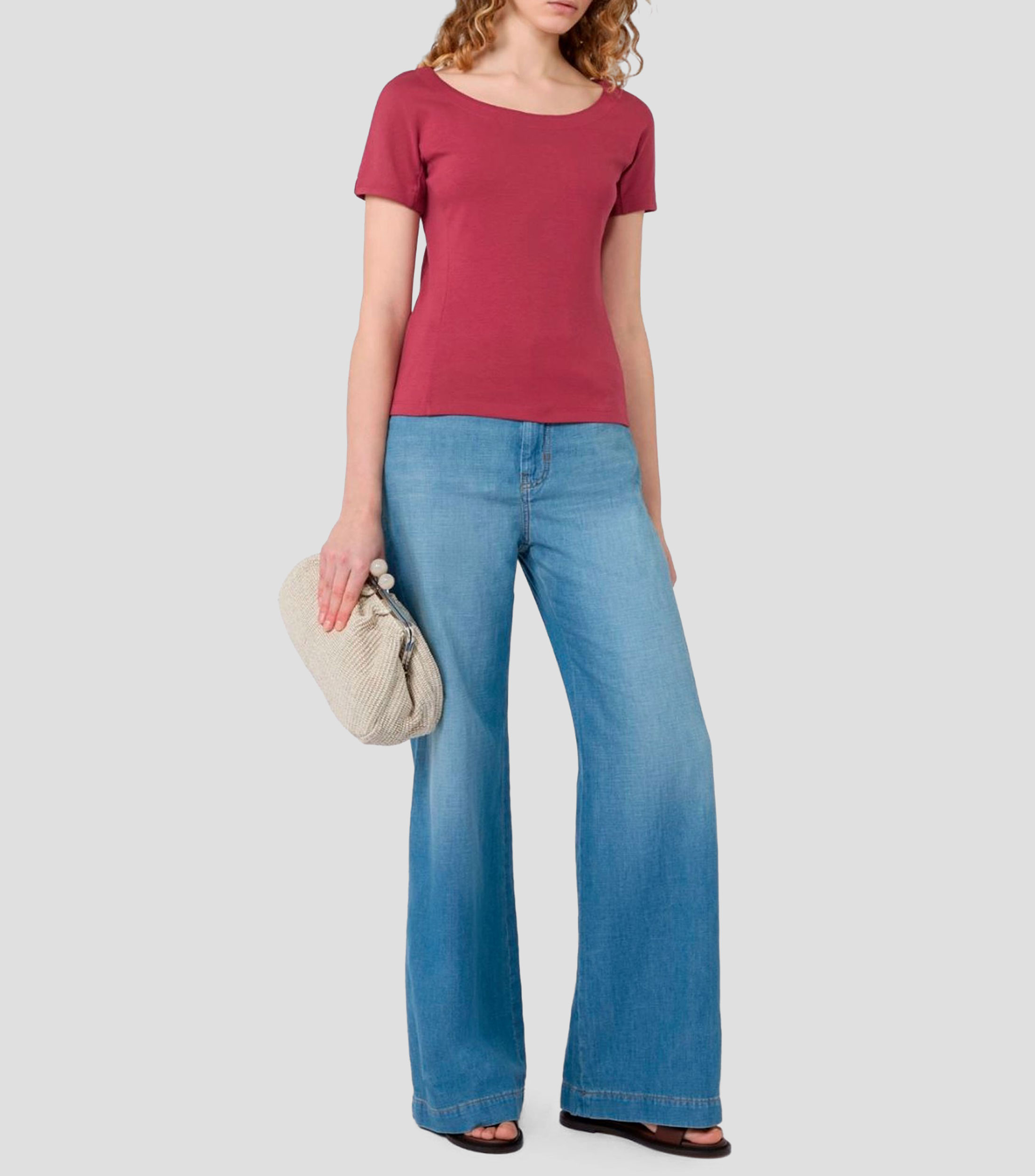 Blusa sólida manga corta Mujer